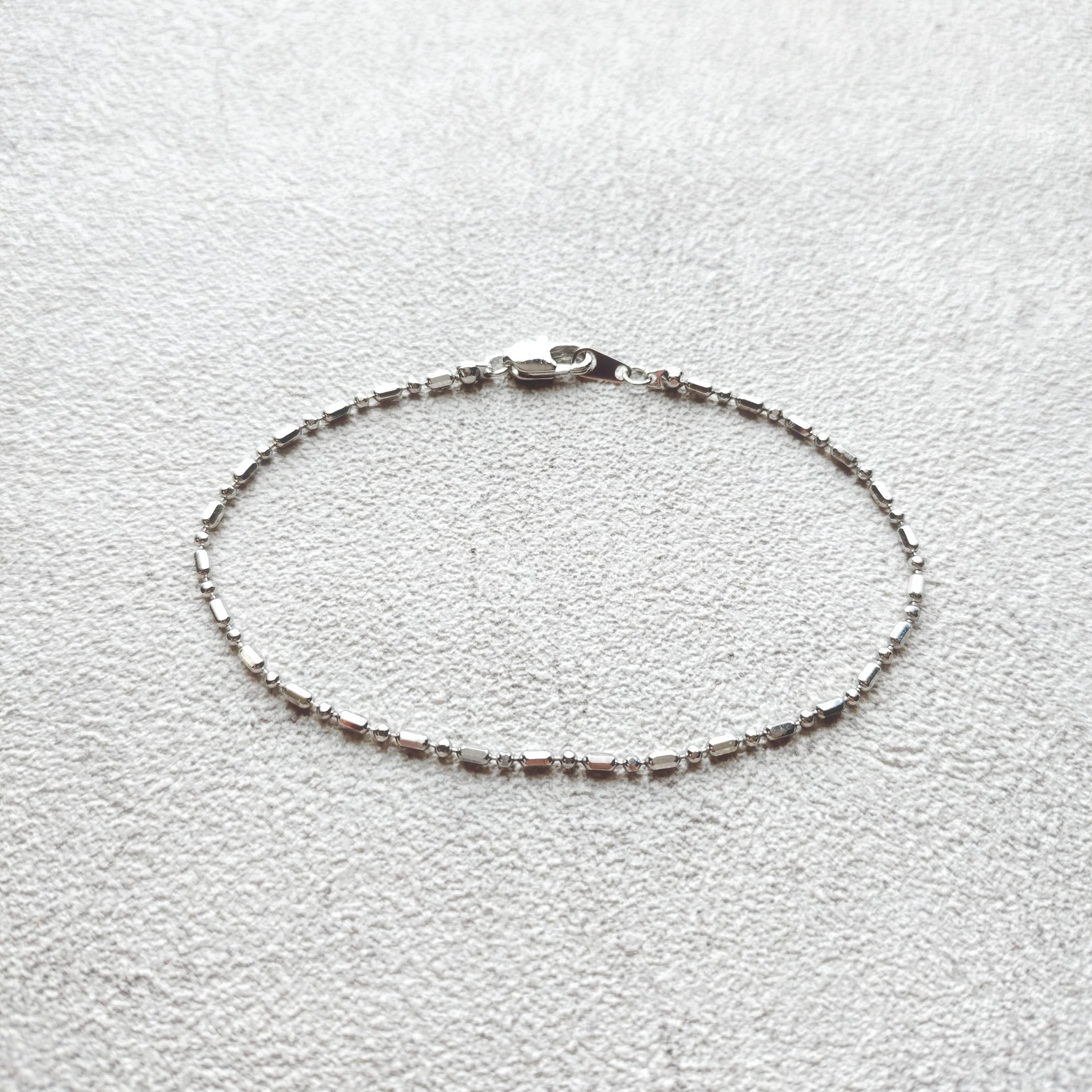 Cylinder Ball Chain Bracelet/Silver Color